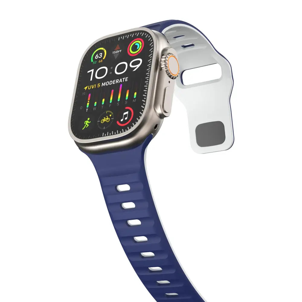 Apple Watch Armband - Zwei-Farbiges Silikon-Armband - Blue + White / 38-40-41 mm