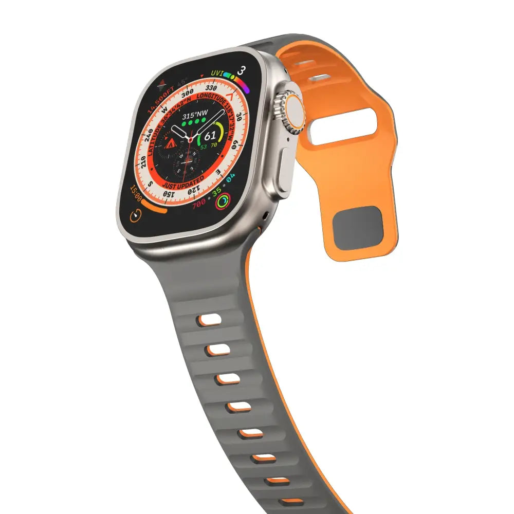 Apple Watch Armband - Zwei-Farbiges Silikon-Armband - Dark Gray + Orange / 38-40-41 mm