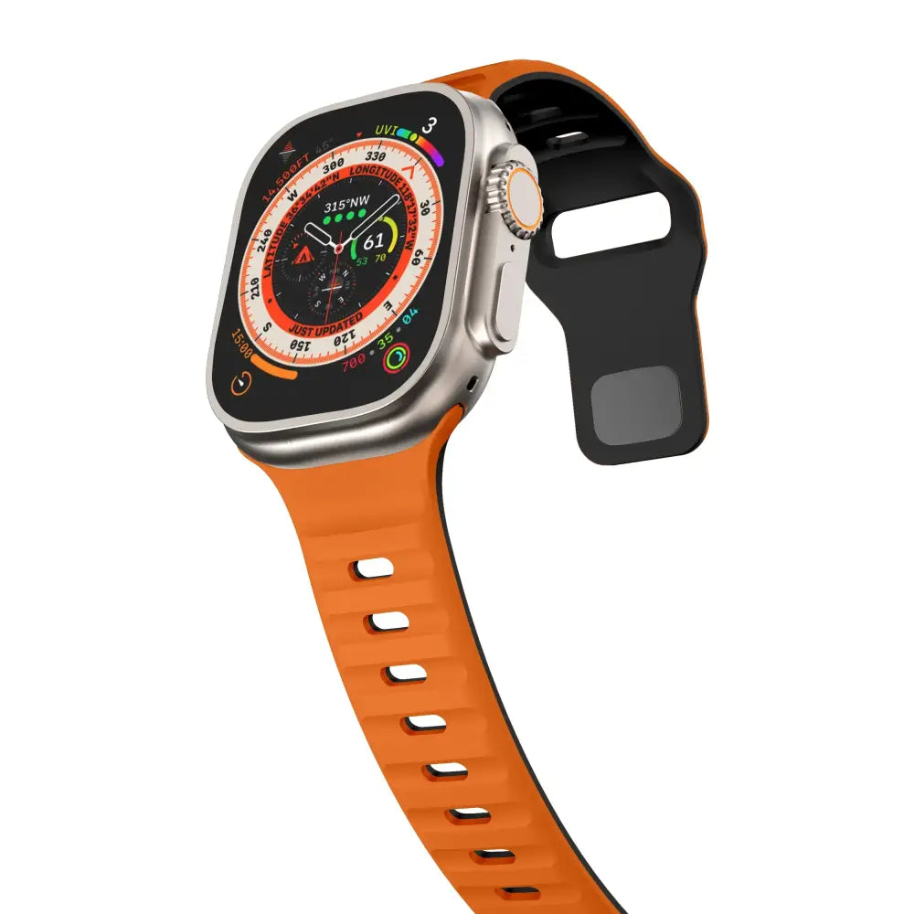 Apple Watch Armband - Zwei-Farbiges Silikon-Armband - Orange + Black / 38-40-41 mm