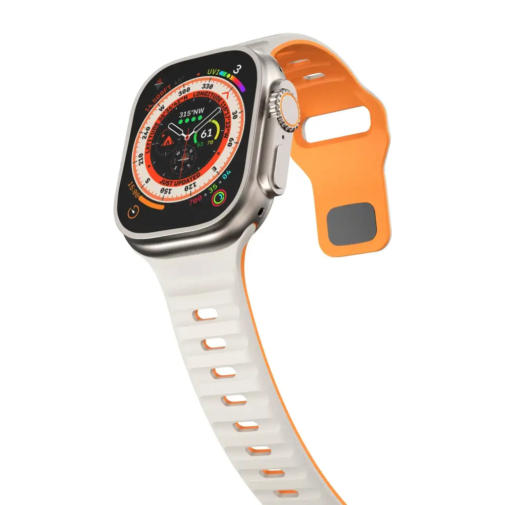 Apple Watch Armband - Zwei-Farbiges Silikon-Armband - Starlight + Orange / 38-40-41 mm